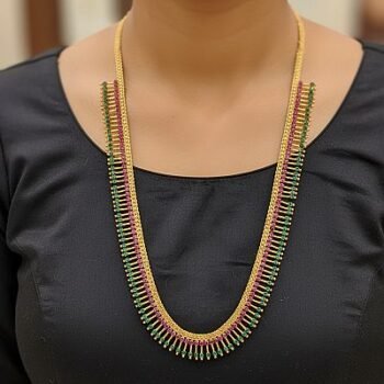 Traditional Gold-Tone Temple Haram Necklace