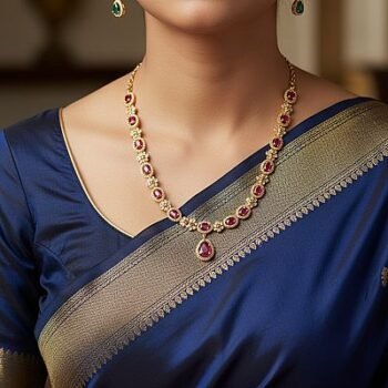 Classic Ruby AD Necklace Set with Drop Pendant