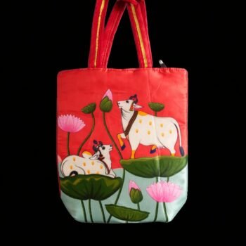 Sacred Lotus Cow Art Tote Bag.