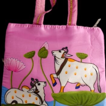 Sacred Lotus Cow Art Tote Bag.