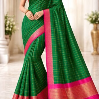Trendy Checked Cotton Saree