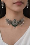 ✨ Divine Elegance – Silver Lakshmi Choker ✨